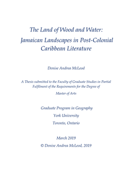 Jamaican Landscapes in Post-Colonial Caribbean Literature