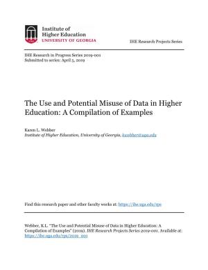 The Use and Potential Misuse of Data in Higher Education: a Compilation of Examples