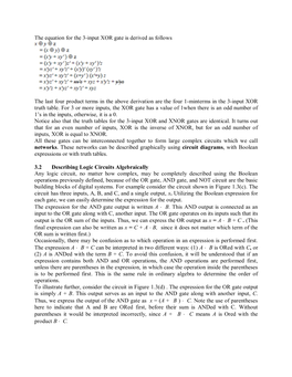 The Equation for the 3-Input XOR Gate Is Derived As Follows