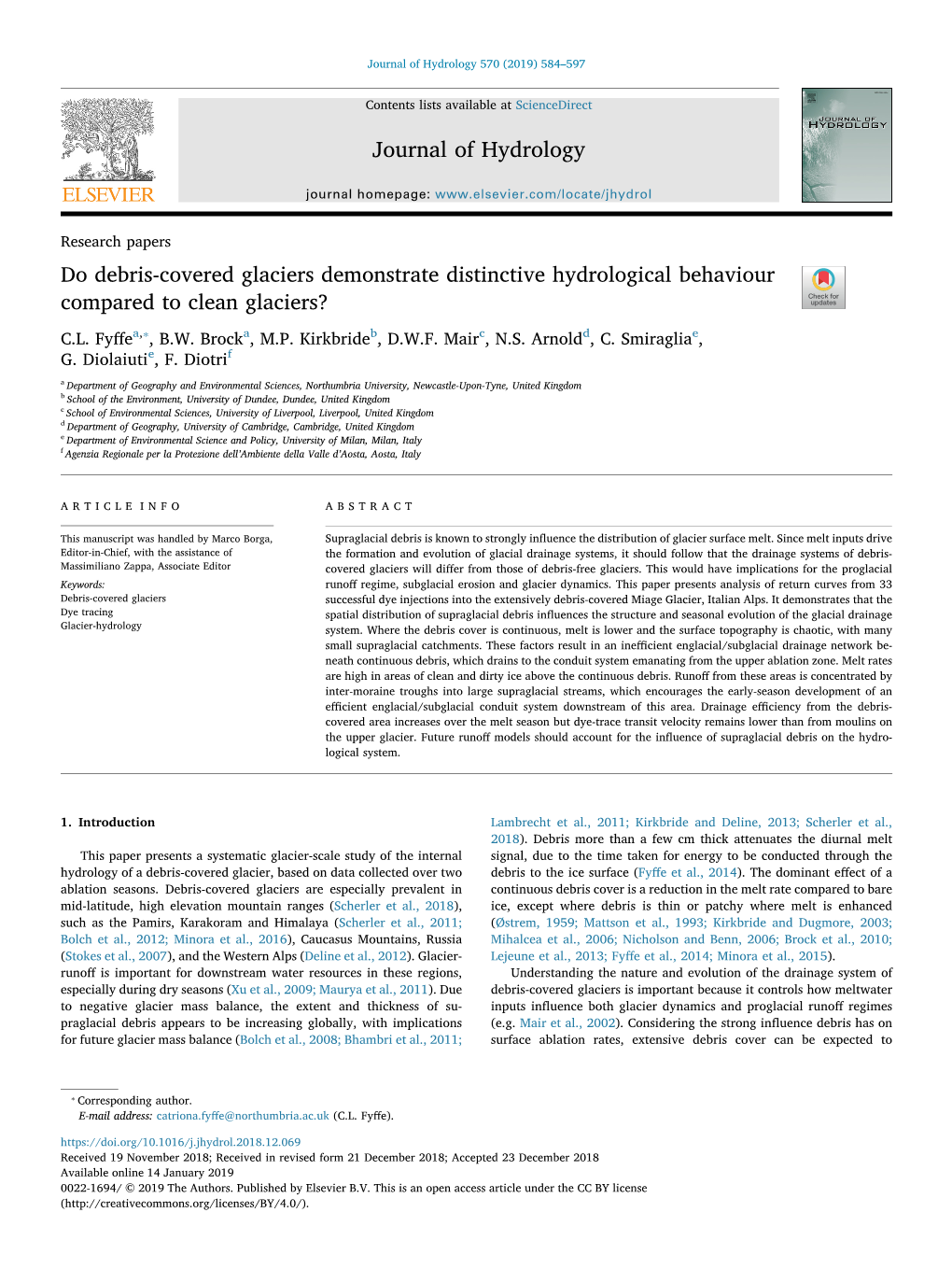 Journal of Hydrology 570 (2019) 584–597