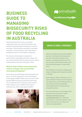 Business Guide to Managing Biosecurity Risks of Food Recycling