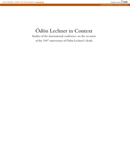 Ödön Lechner in Context