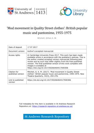 'Mod Movement in Quality Street Clothes': British Popular Music And
