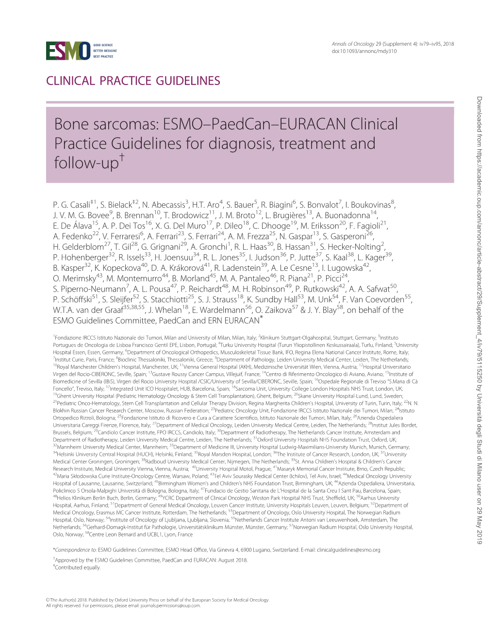 ESMO–Paedcan–EURACAN Clinical Practice Guidelines for Diagnosis, Treatment and Follow-Up†