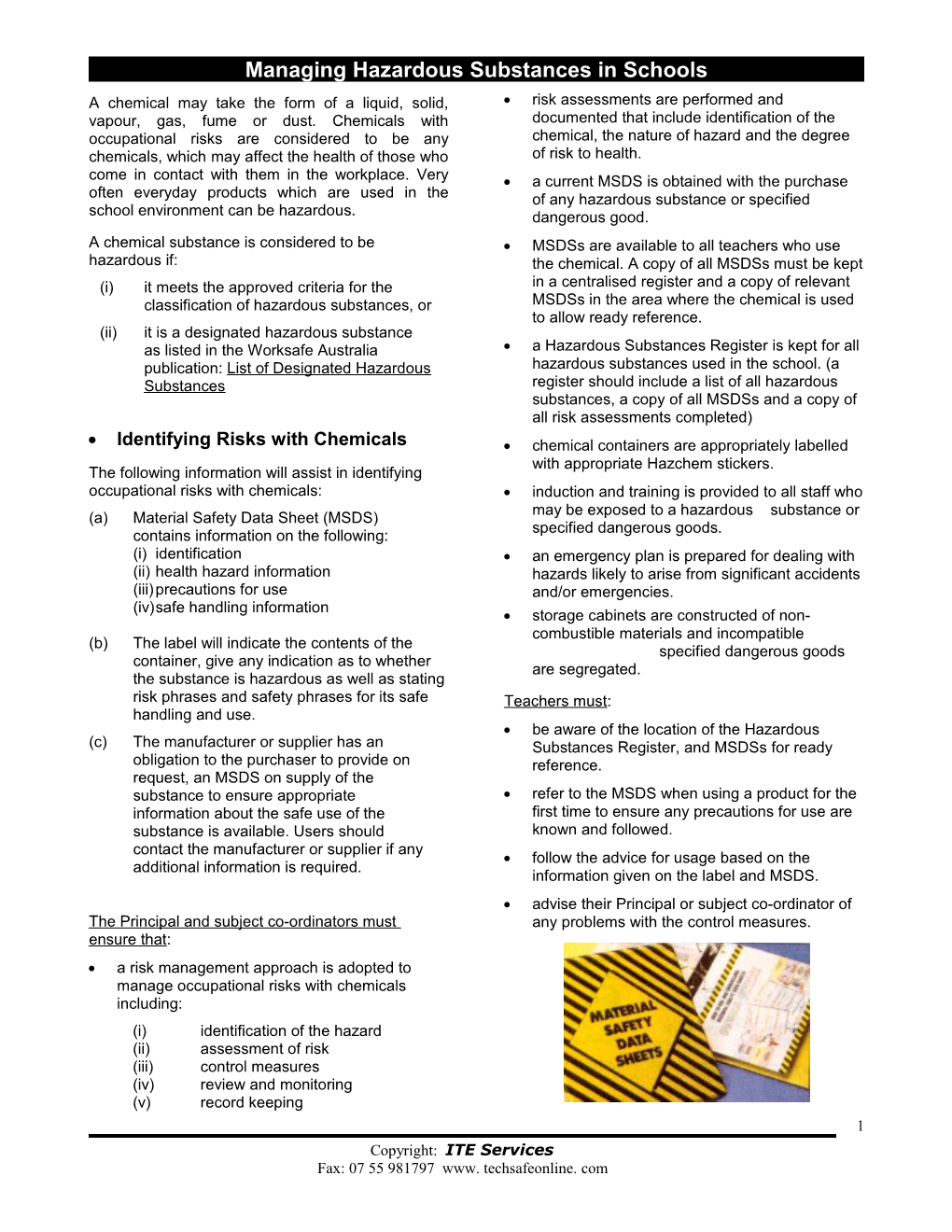 Managing Hazardous Substances in Schools