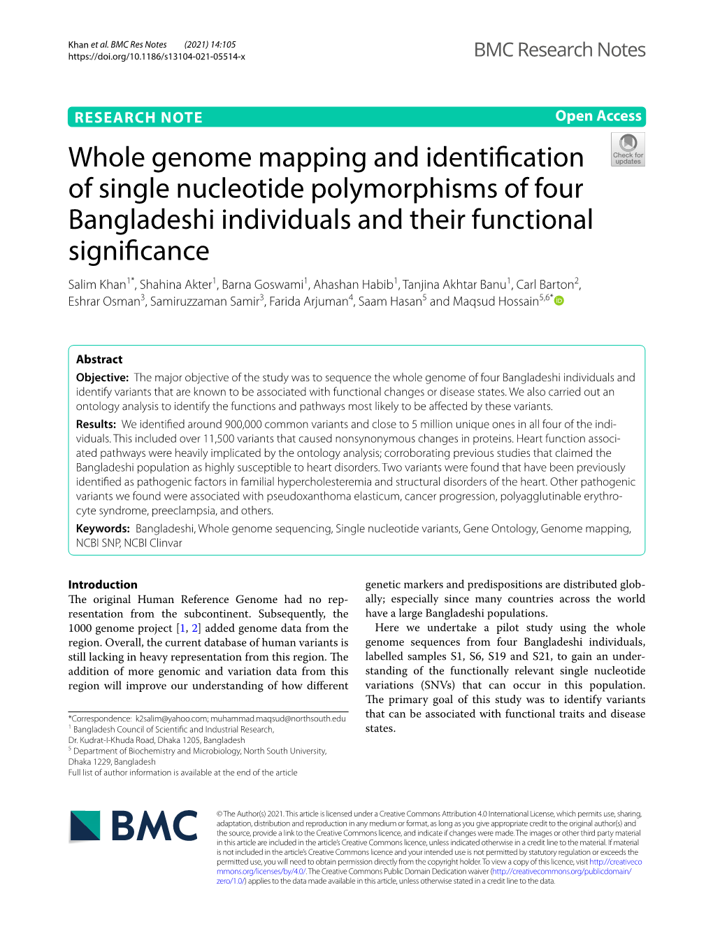 Whole Genome Mapping and Identification of Single Nucleotide