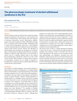 The Pharmacologic Treatment of Alcohol Withdrawal Syndrome in the ICU