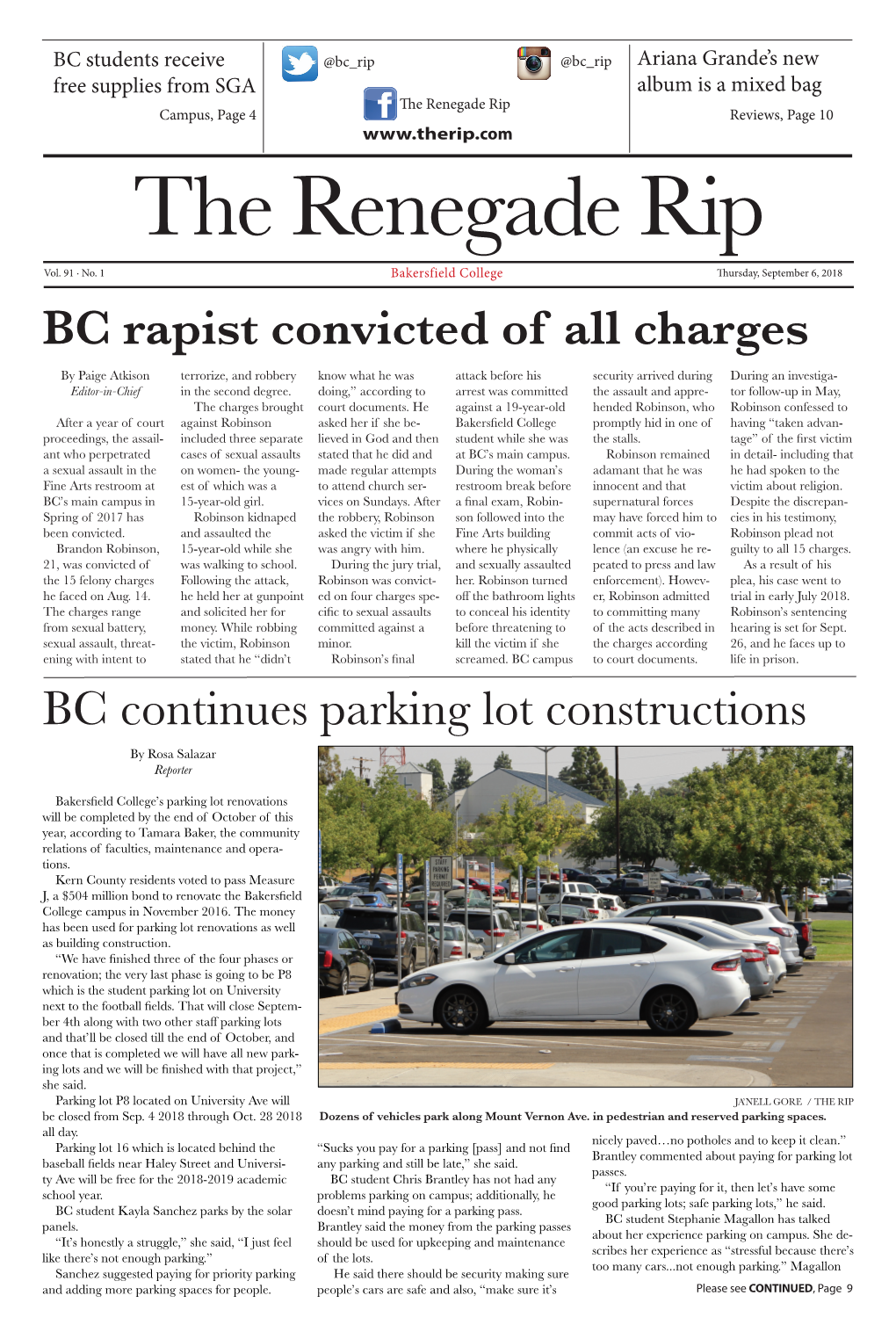 BC Rapist Convicted of All Charges BC Continues Parking Lot Constructions