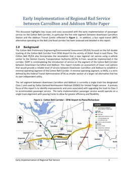 Early Implementation of Regional Rail Service Between Carrollton and Addison White Paper