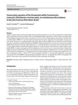 Conservation Genetics of the Threatened Catfish Conorhynchos