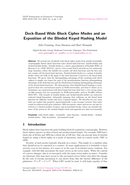 Deck-Based Wide Block Cipher Modes and an Exposition of the Blinded Keyed Hashing Model