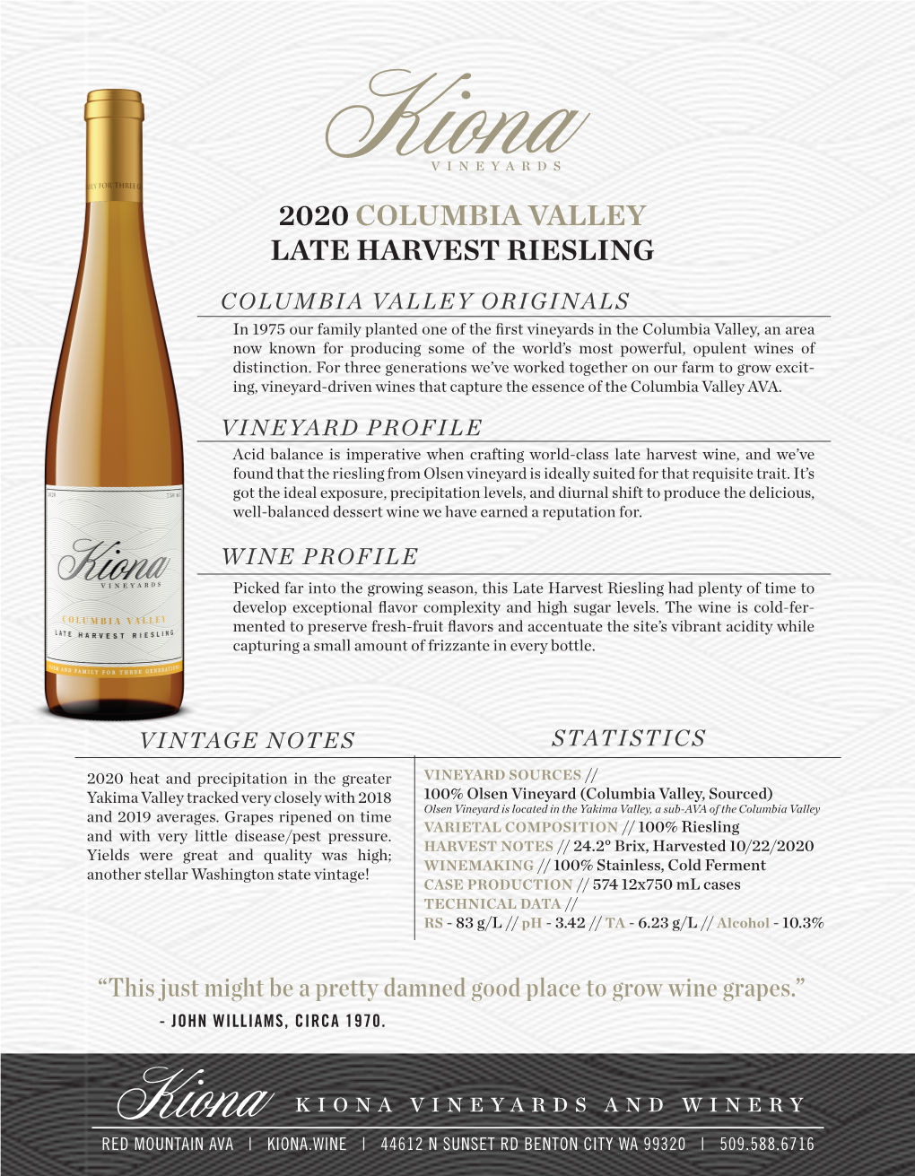 2020 Columbia Valley Late Harvest Riesling PDF