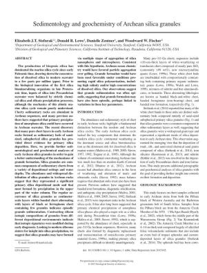 Sedimentology and Geochemistry of Archean Silica Granules Sedimentology and Geochemistry of Archean Silica Granules