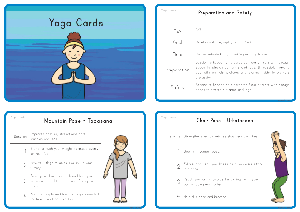 Yoga Cards Preparation and Safety Yoga Cards Age 5-7