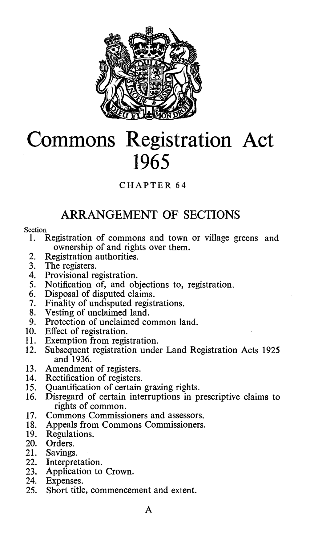 Commons Registration Act 1965 CHAPTER 64