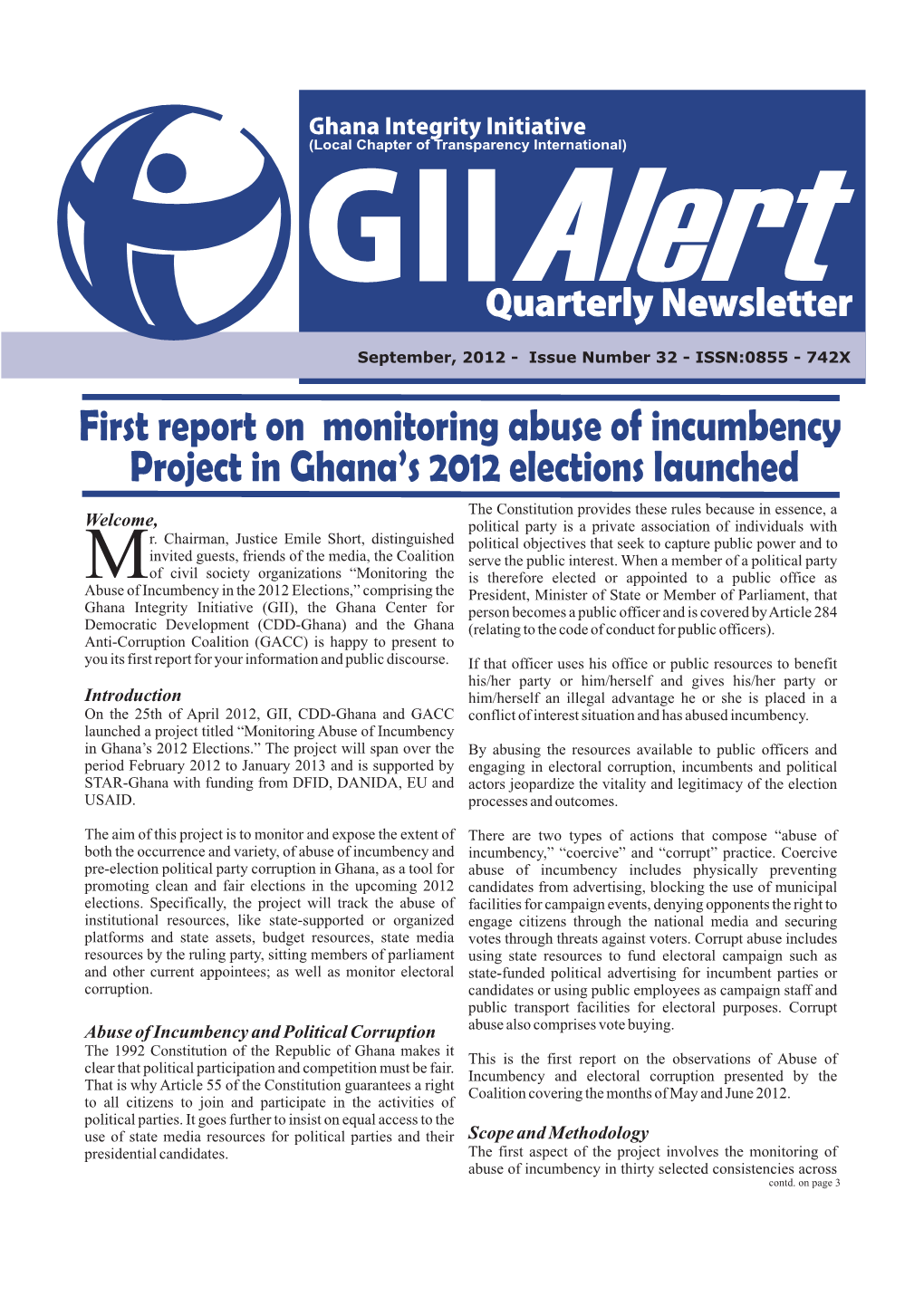 First Report on Monitoring Abuse of Project in Ghana's 2012 Elections