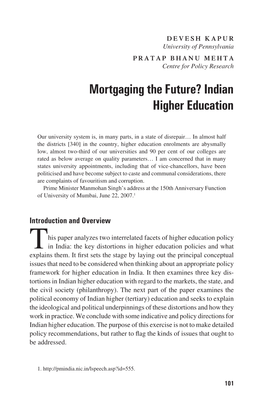 Mortgaging the Future? Indian Higher Education