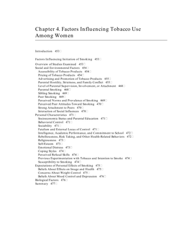 Chapter 4. Factors Influencing Tobacco Use Among Women
