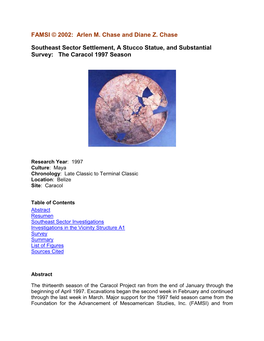 Southeast Sector Settlement, a Stucco Statue, and Substantial Survey: the Caracol 1997 Season