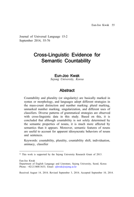 Cross-Linguistic Evidence for Semantic Countability1