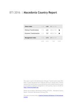 North Macedonia Country Report BTI 2016