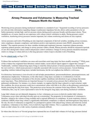 Airway Pressures and Volutrauma