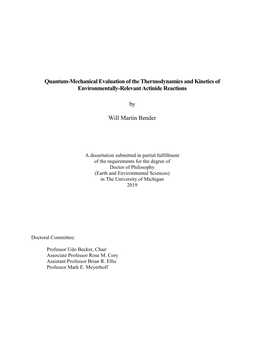 Quantum-Mechanical Evaluation of the Thermodynamics and Kinetics of Environmentally-Relevant Actinide Reactions