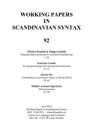 Working Papers in Scandinavian Syntax 92 (2014) 1–32 ! 2