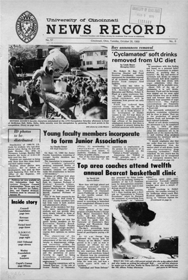 University of Cincinnati News Record. Tuesday, October 28, 1969. Vol