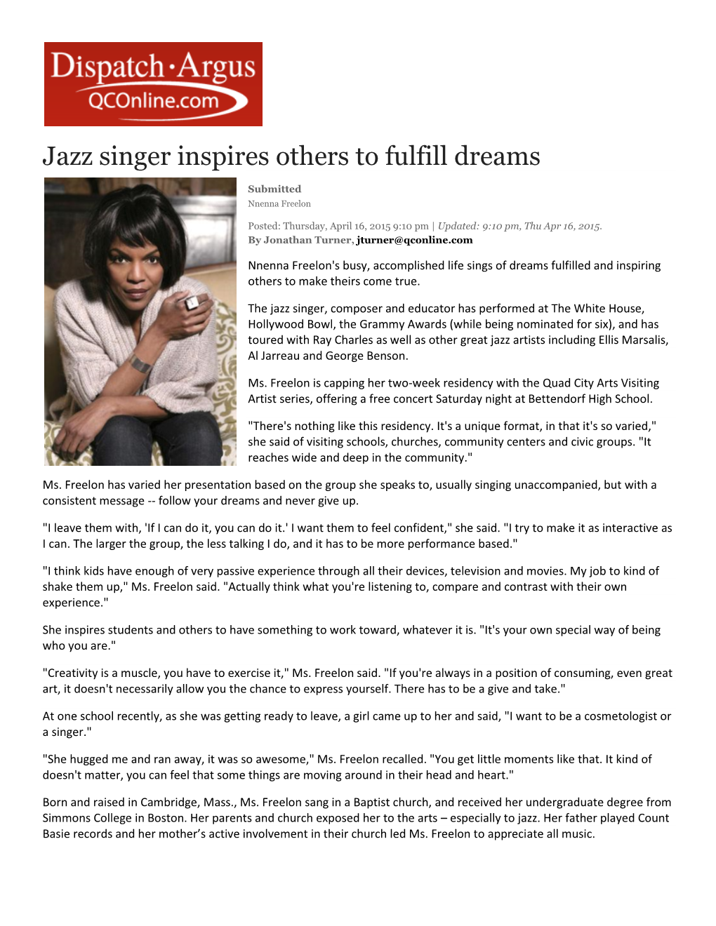 Jazz Singer Inspires Others to Fulfill Dreams