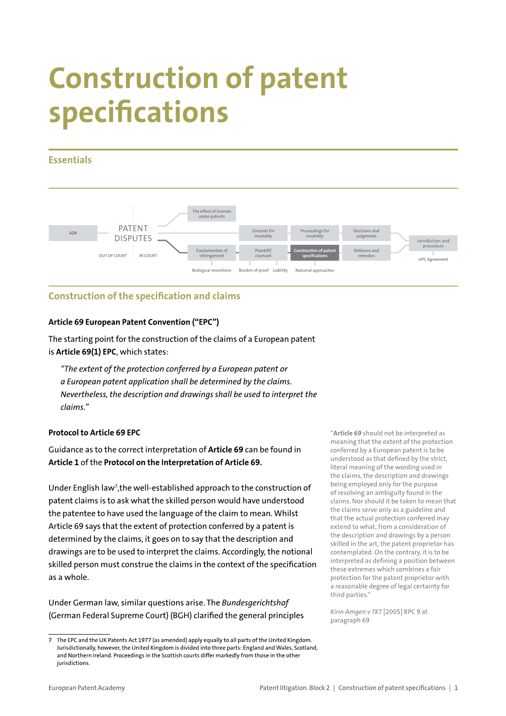 Construction of Patent Specifications