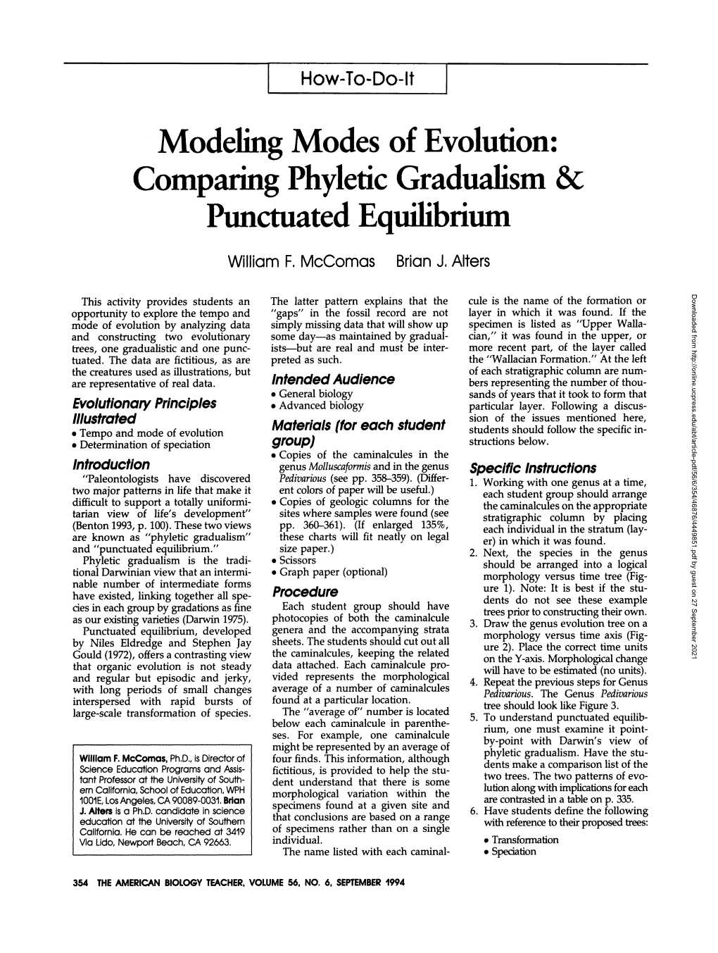 Comparing Phyletic Gradualism & Punctuated Equilibrium