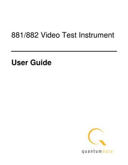 881/882 Video Test Instrument User Guide
