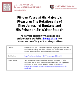 The Relationship of King James I of England and His Prisoner, Sir Walter Ralegh