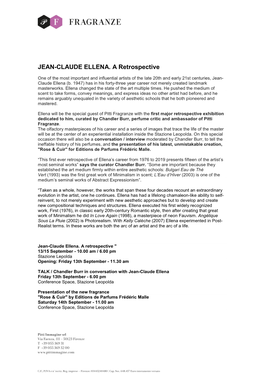 JEAN-CLAUDE ELLENA. a Retrospective