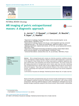 MR Imaging of Pelvic Extraperitoneal Masses: a Diagnostic Approach 161