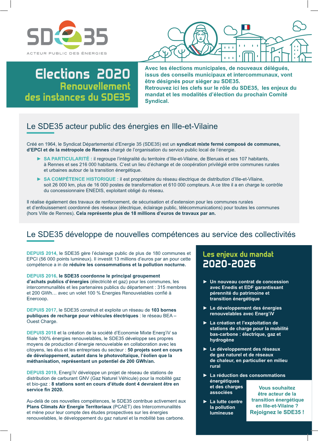 Elections 2020 Issus Des Conseils Municipaux Et Intercommunaux, Vont Être Désignés Pour Siéger Au SDE35