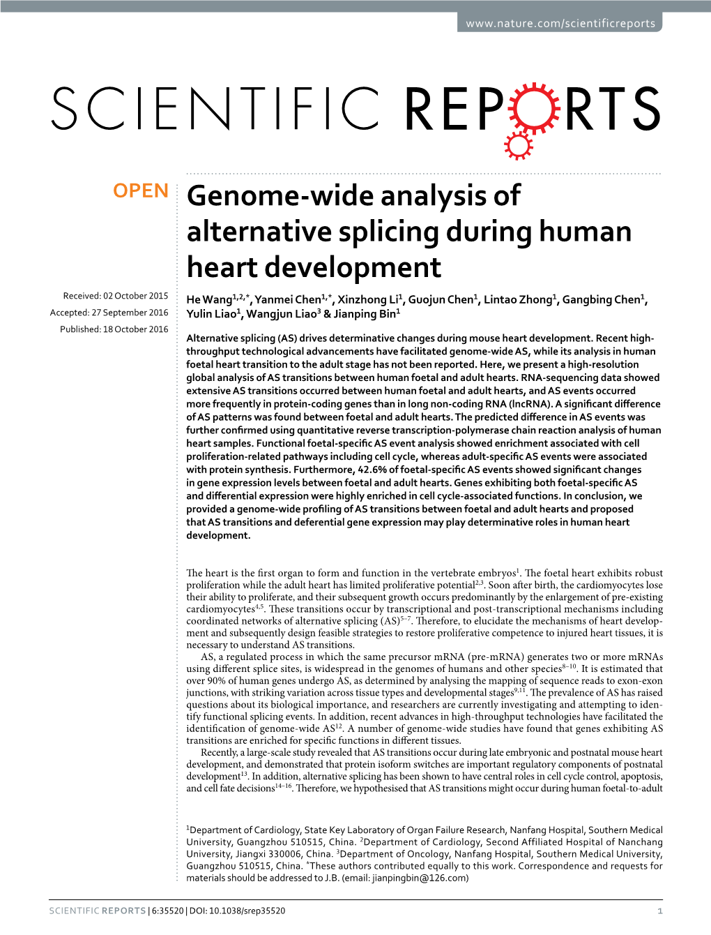 Genome-Wide Analysis of Alternative Splicing During Human Heart