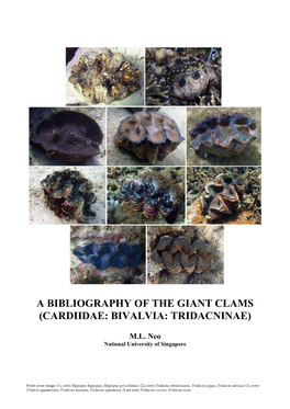 A Bibliography of the Giant Clams (Cardiidae: Bivalvia: Tridacninae)