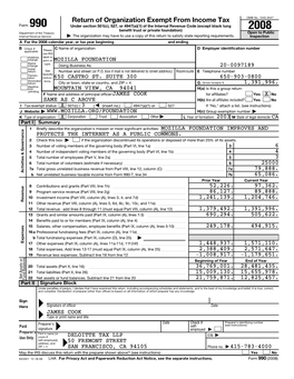 2008 IRS Form 990 for the Mozilla Foundation