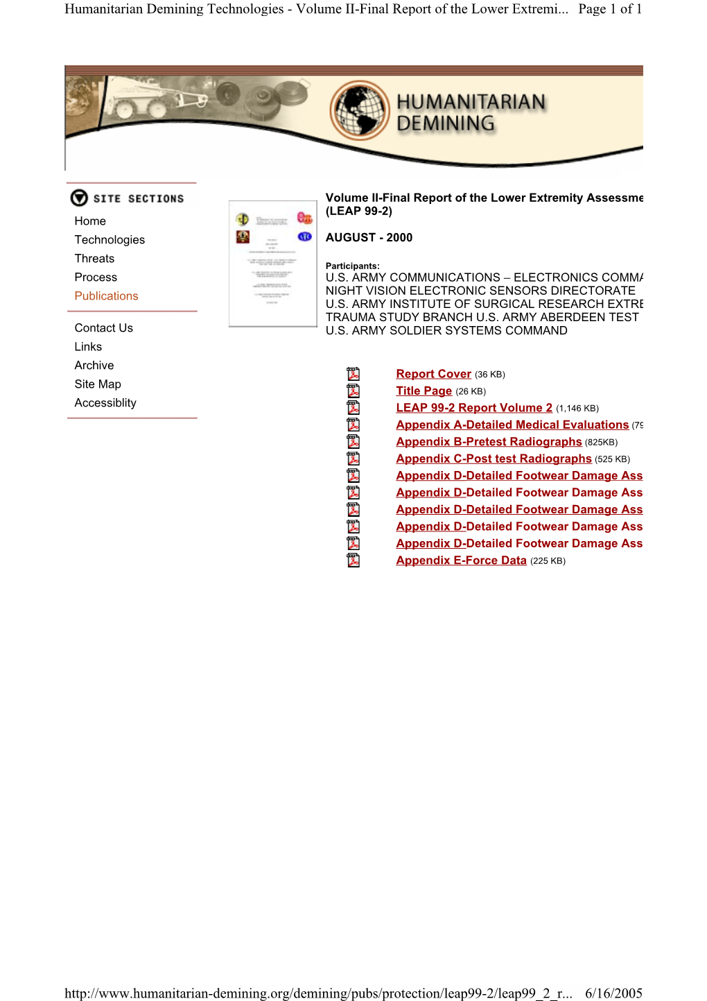 Volume II-Final Report of the Lower Extremity Assessment