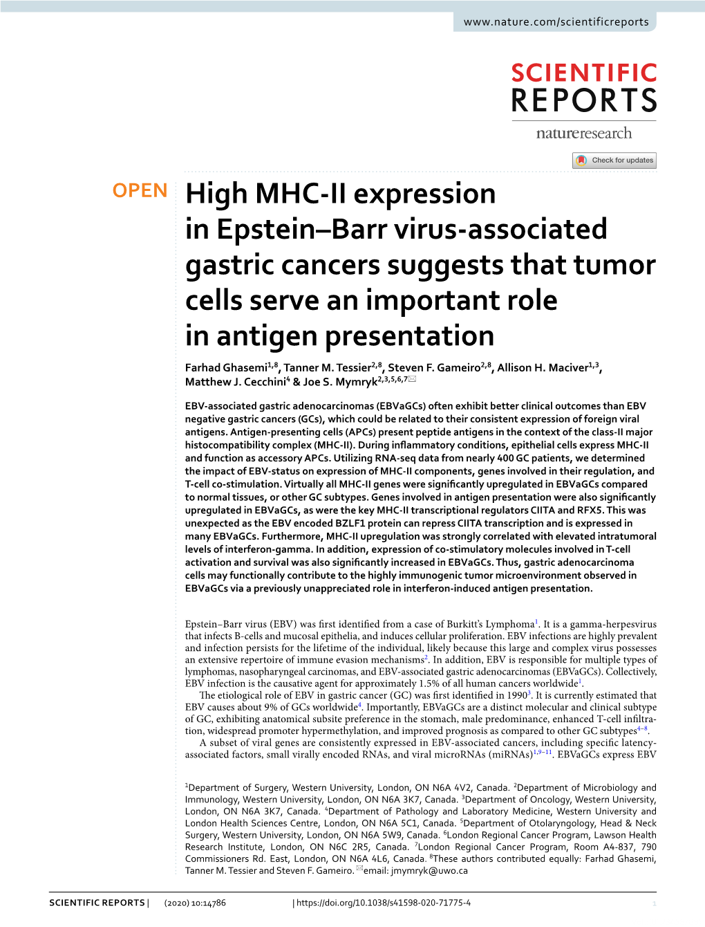 High MHC-II Expression in Epstein–Barr Virus-Associated Gastric