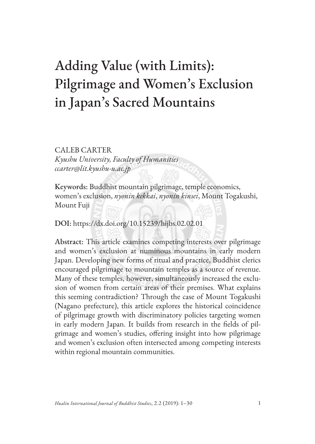 Pilgrimage and Women's Exclusion in Japan's Sacred Mountains