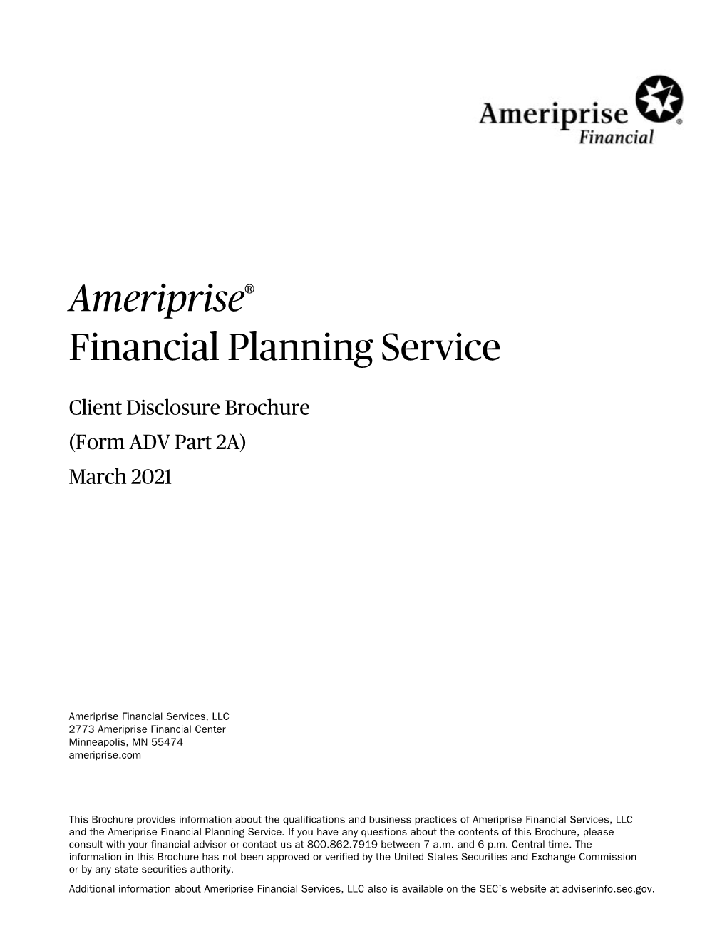 Ameriprise Financial Planning Service Client Disclosure Brochure