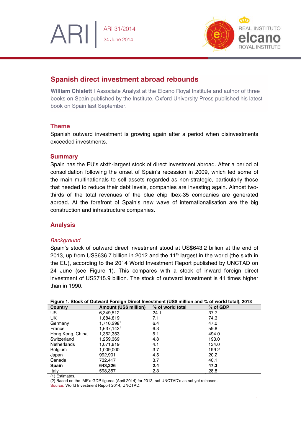 Spanish Direct Investment Abroad Rebounds