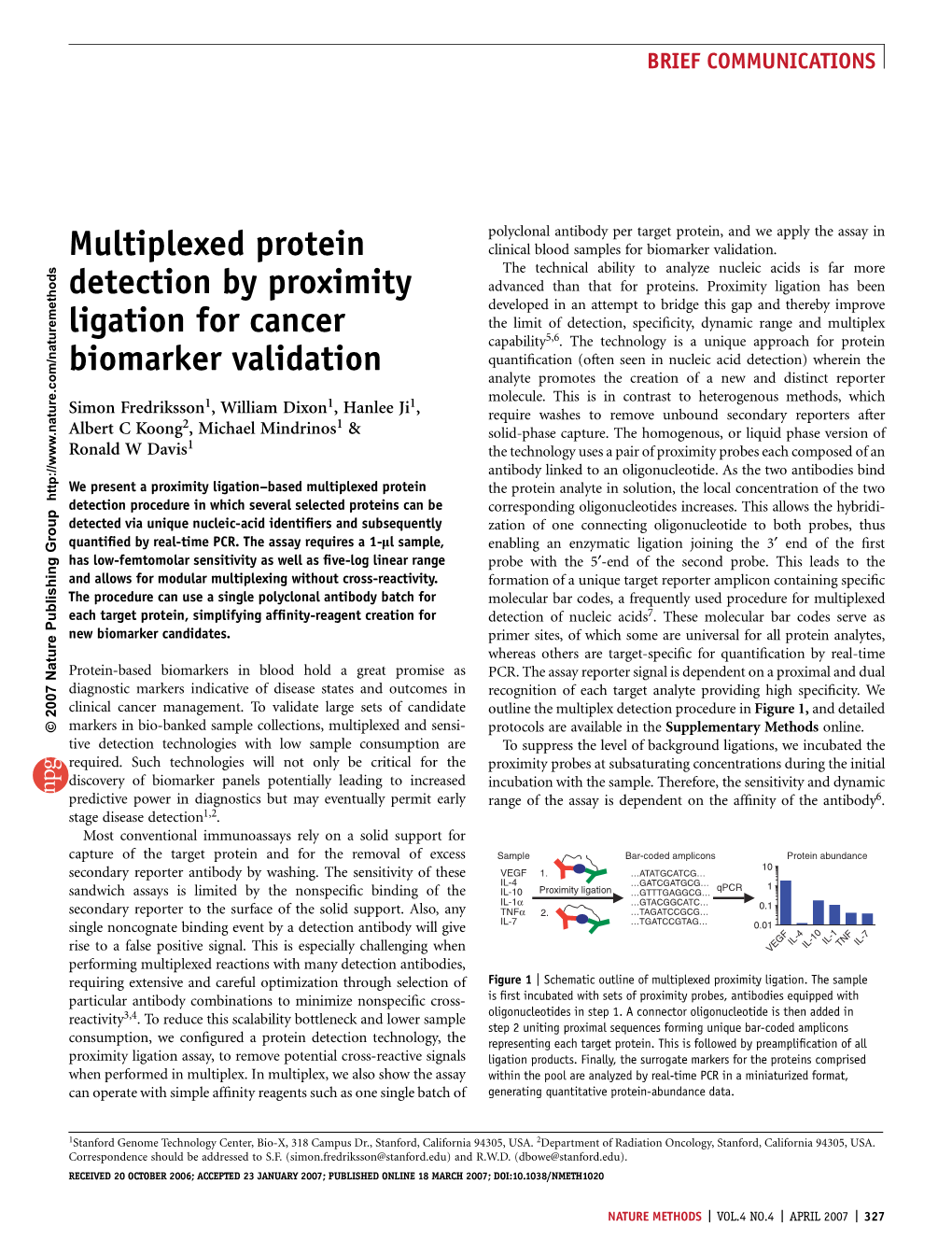 Multiplexed Protein Detection by Proximity Ligation for Cancer