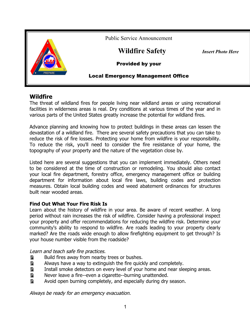 Wildfire Safety Week
