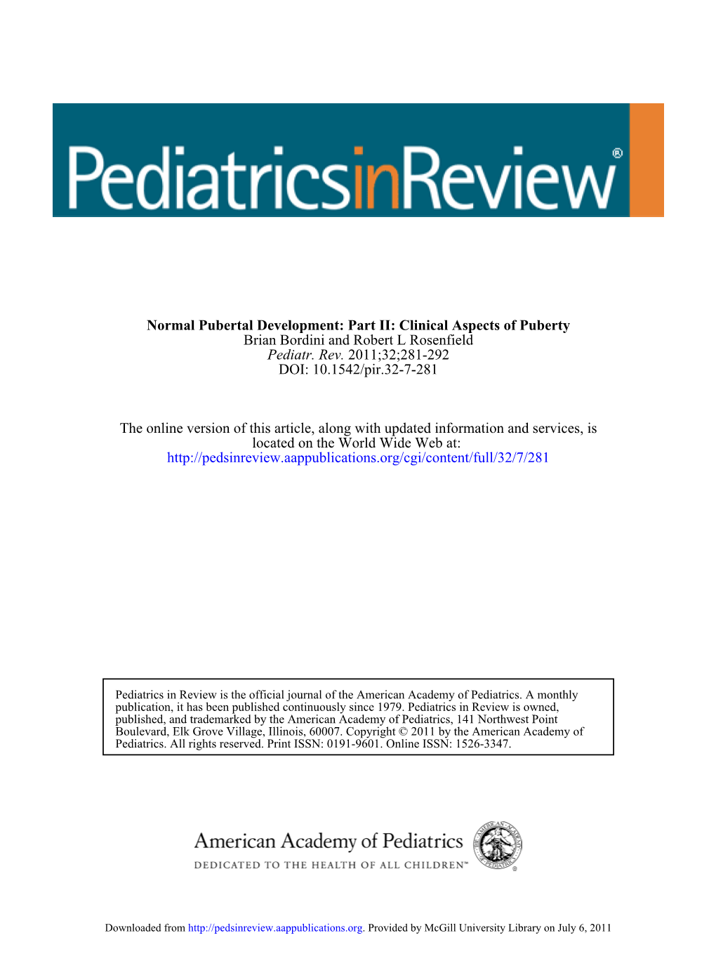 DOI: 10.1542/Pir.32-7-281 2011;32;281-292 Pediatr