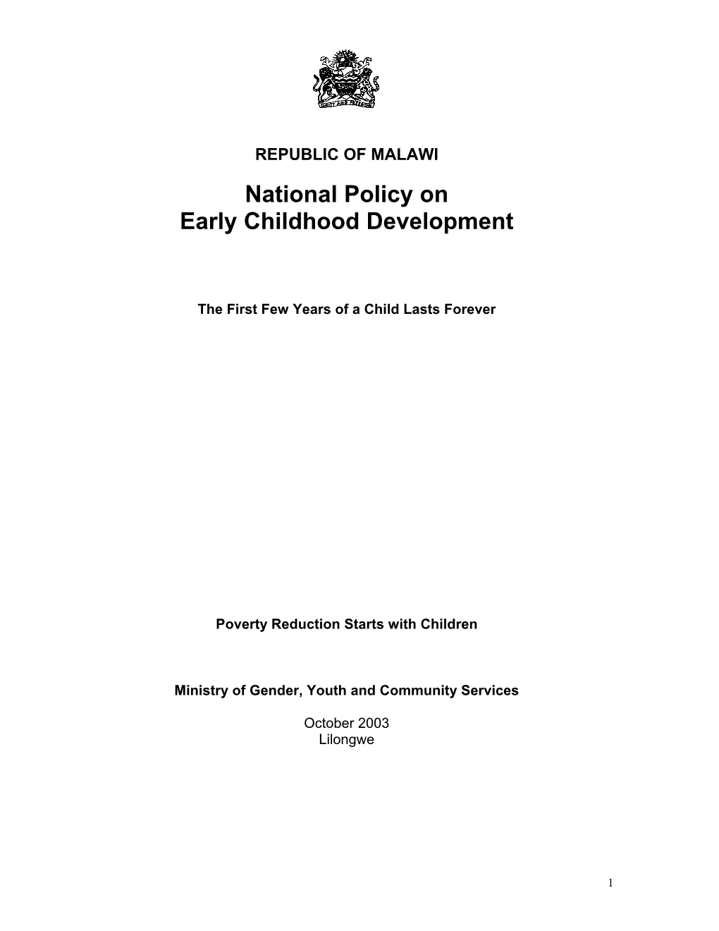 National Policy on Early Childhood Development