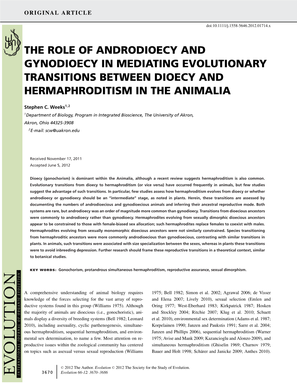 The Role of Androdioecy and Gynodioecy in Mediating Evolutionary Transitions Between Dioecy and Hermaphroditism in the Animalia